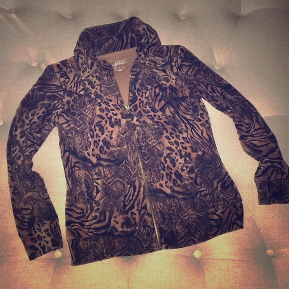 Style & Co. Jackets & Blazers - PETITE Style&Co Velour leopard print jacket